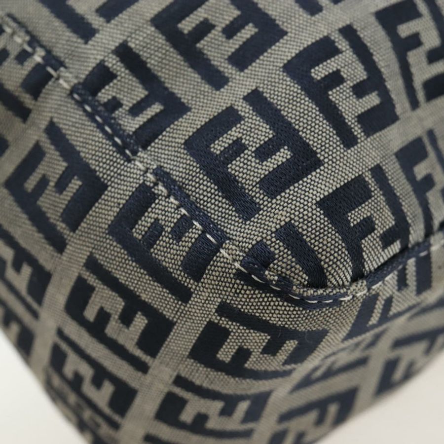 【日本直送】FENDI Zucchino帆布Mamma Baguette手袋 海軍藍 銀色 正品 192983V-8
