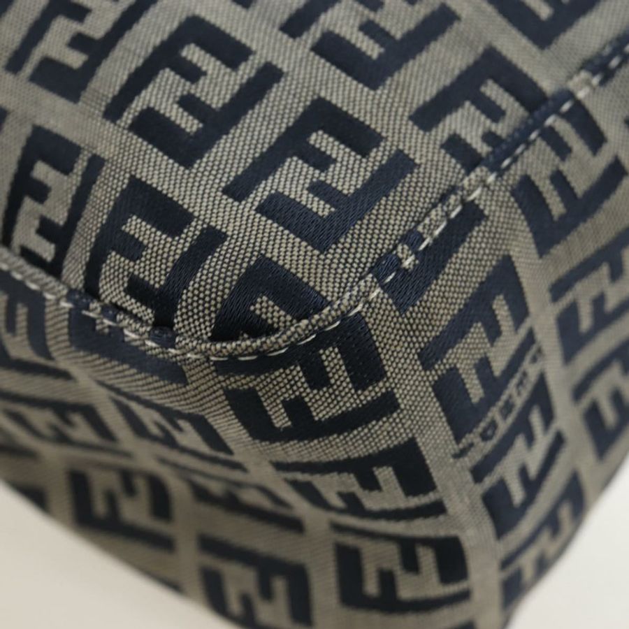 【日本直送】FENDI Zucchino帆布Mamma Baguette手袋 海軍藍 銀色 正品 192983V-13