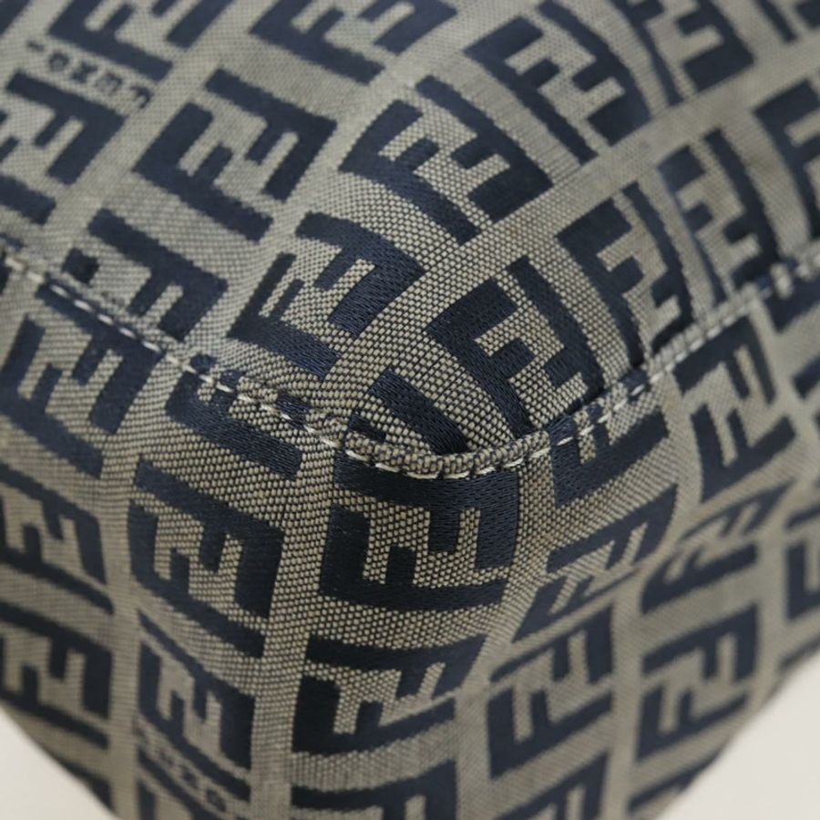 【日本直送】FENDI Zucchino帆布Mamma Baguette手袋 海軍藍 銀色 正品 192983V-14