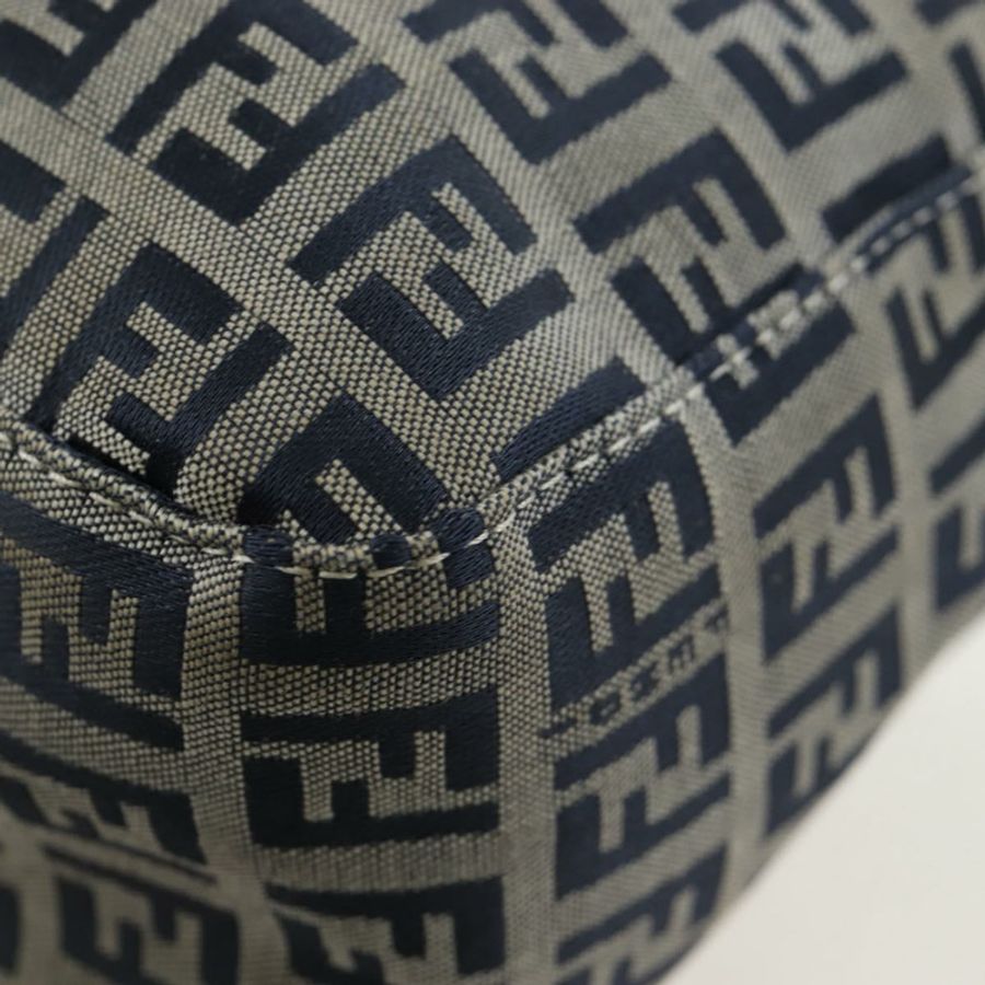 【日本直送】FENDI Zucchino帆布Mamma Baguette手袋 海軍藍 銀色 正品 192983V-15