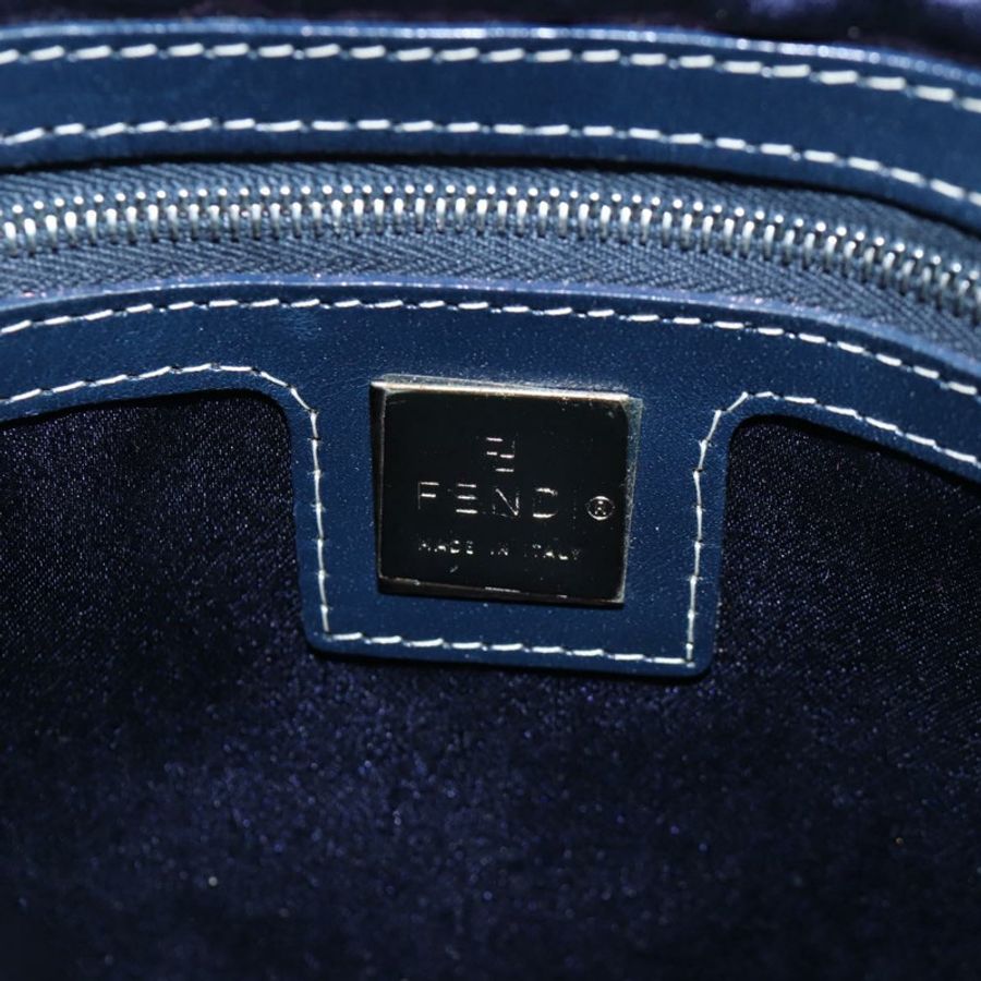 【日本直送】FENDI Zucchino帆布Mamma Baguette手袋 海軍藍 銀色 正品 192983V-18