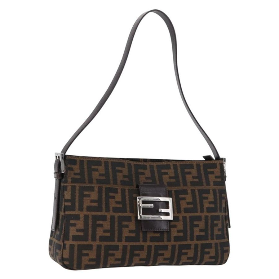 【日本直送】FENDI Zucca帆布Mamma Baguette單肩包 黑色棕色 正品 am12180V-0