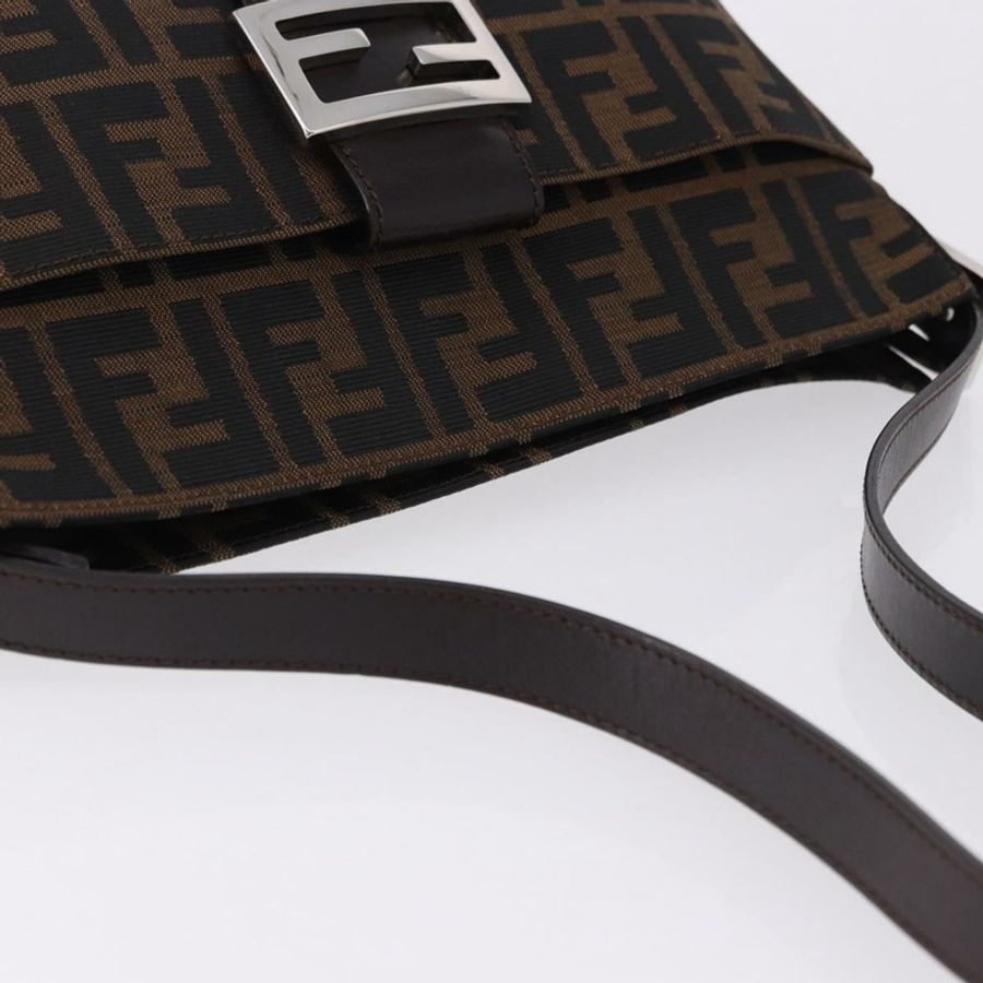 【日本直送】FENDI Zucca帆布Mamma Baguette單肩包 黑色棕色 正品 am12180V-5