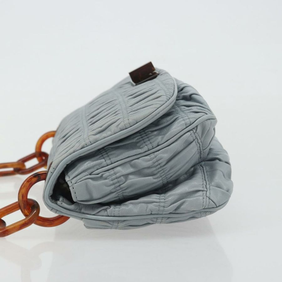 【日本直送】PRADA 褶皺鏈條單肩包 皮革 淺藍色 正品 193094M-3