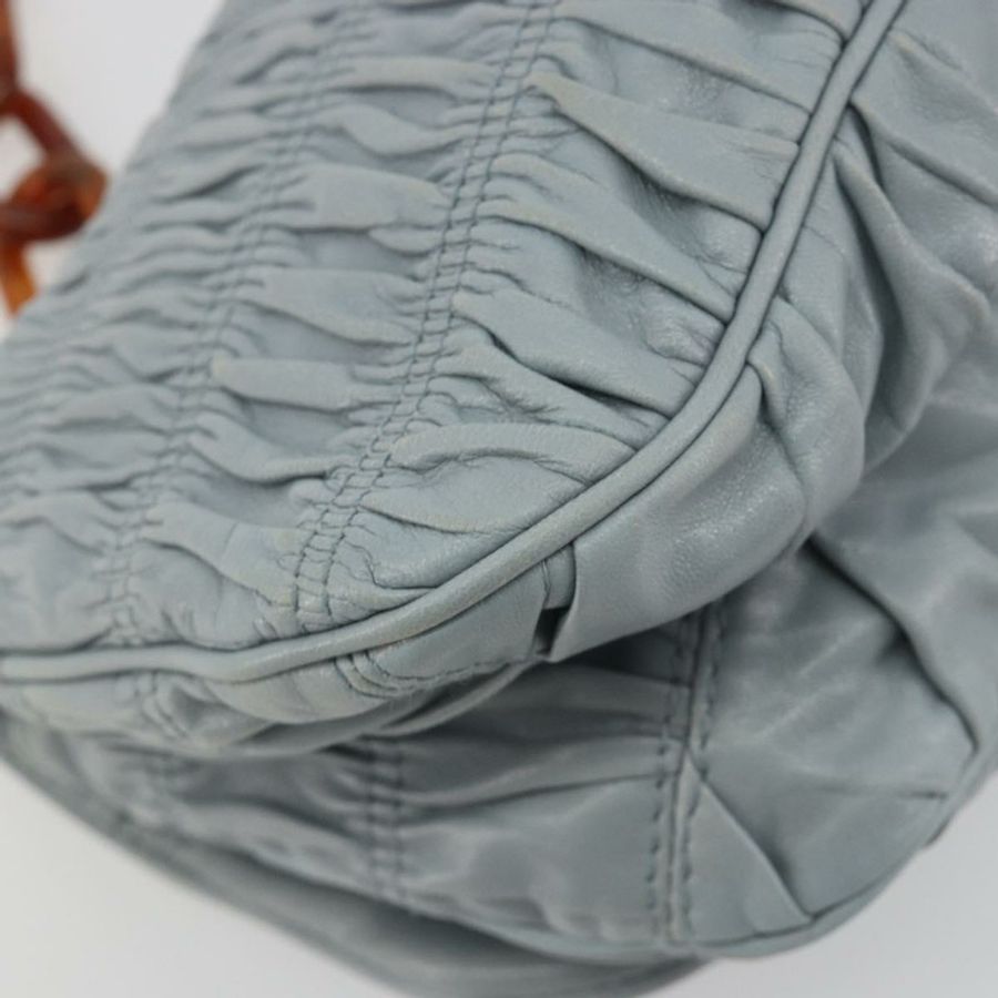 【日本直送】PRADA 褶皺鏈條單肩包 皮革 淺藍色 正品 193094M-16