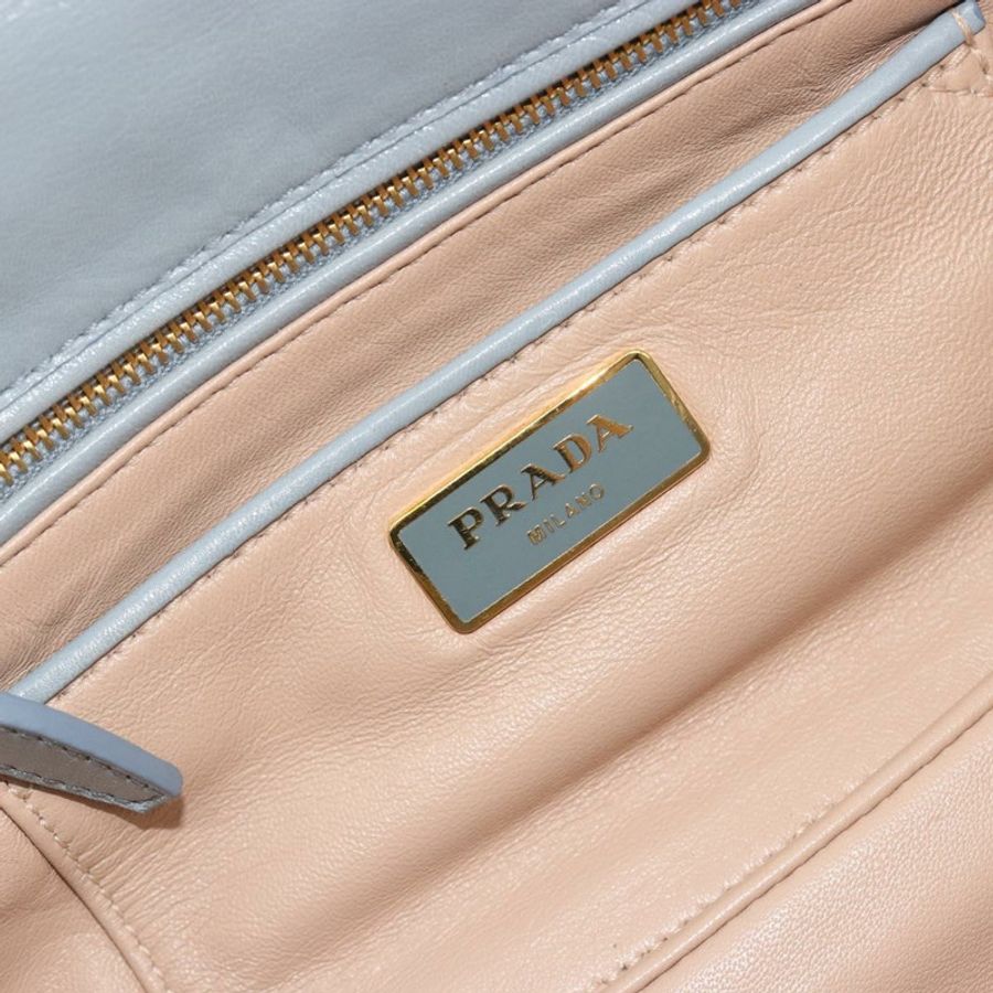 【日本直送】PRADA 褶皺鏈條單肩包 皮革 淺藍色 正品 193094M-20