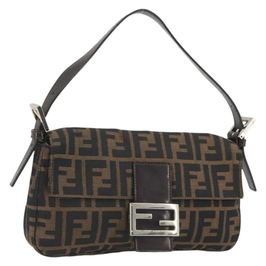【日本直送】FENDI Zucca帆布Mamma Baguette單肩包 棕色 銀色 正品 yk20678SAM-0
