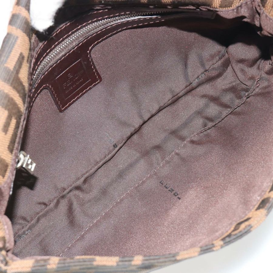 【日本直送】FENDI Zucca帆布Mamma Baguette單肩包 棕色 銀色 正品 yk20678SAM-9
