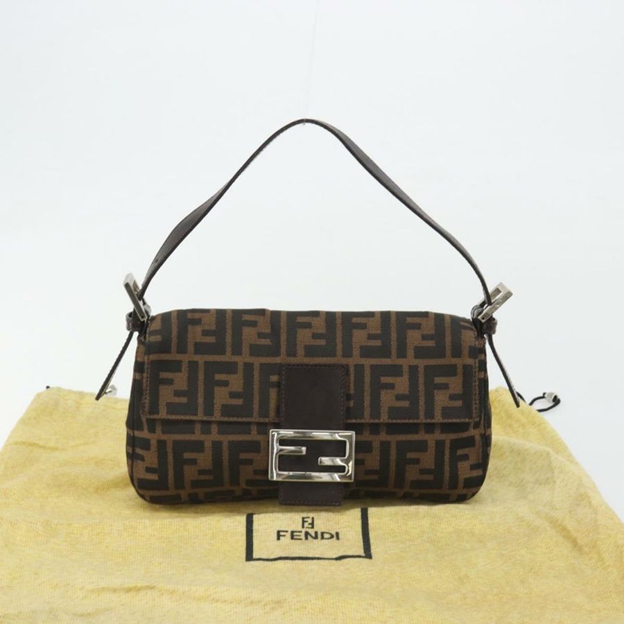 【日本直送】FENDI Zucca帆布Mamma Baguette單肩包 棕色 銀色 正品 yk20678SAM-11