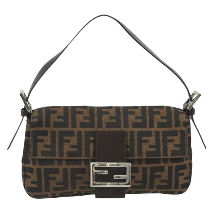 【日本直送】FENDI Zucca帆布Mamma Baguette單肩包 棕色 銀色 正品 yk20678SAM-12