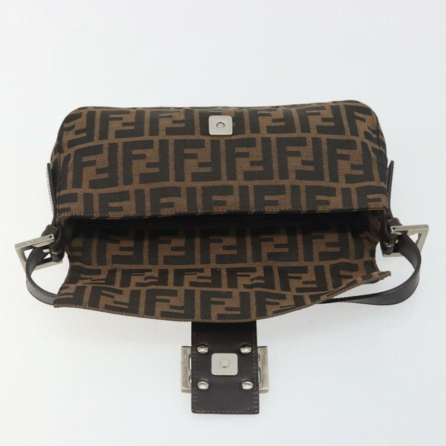 【日本直送】FENDI Zucca帆布Mamma Baguette單肩包 棕色 銀色 正品 yk20678SAM-18