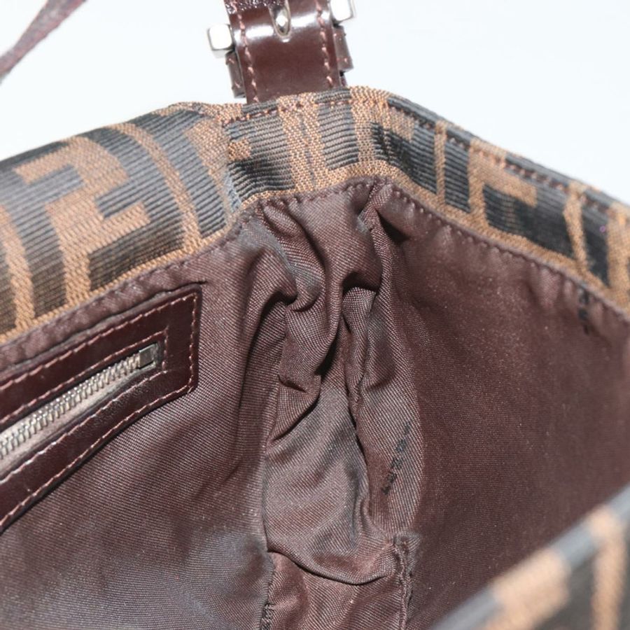 【日本直送】FENDI Zucca帆布Mamma Baguette單肩包 棕色 銀色 正品 yk20678SAM-21