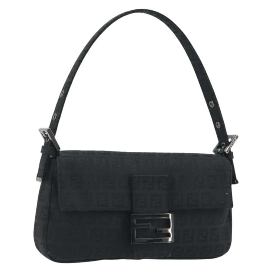 【日本直送】FENDI Zucchino帆布Mamma Baguette單肩包 黑色 8BR000 正品 yk20682SAM-0