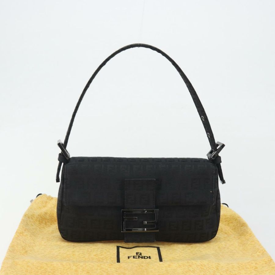 【日本直送】FENDI Zucchino帆布Mamma Baguette單肩包 黑色 8BR000 正品 yk20682SAM-11