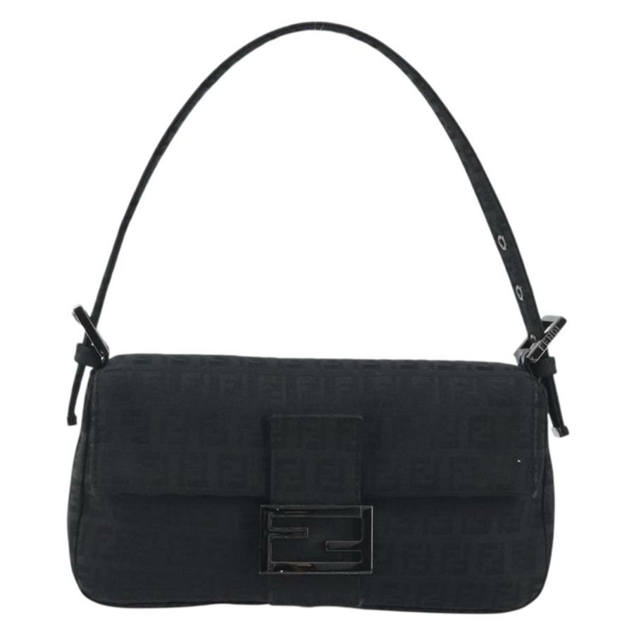【日本直送】FENDI Zucchino帆布Mamma Baguette單肩包 黑色 8BR000 正品 yk20682SAM-12