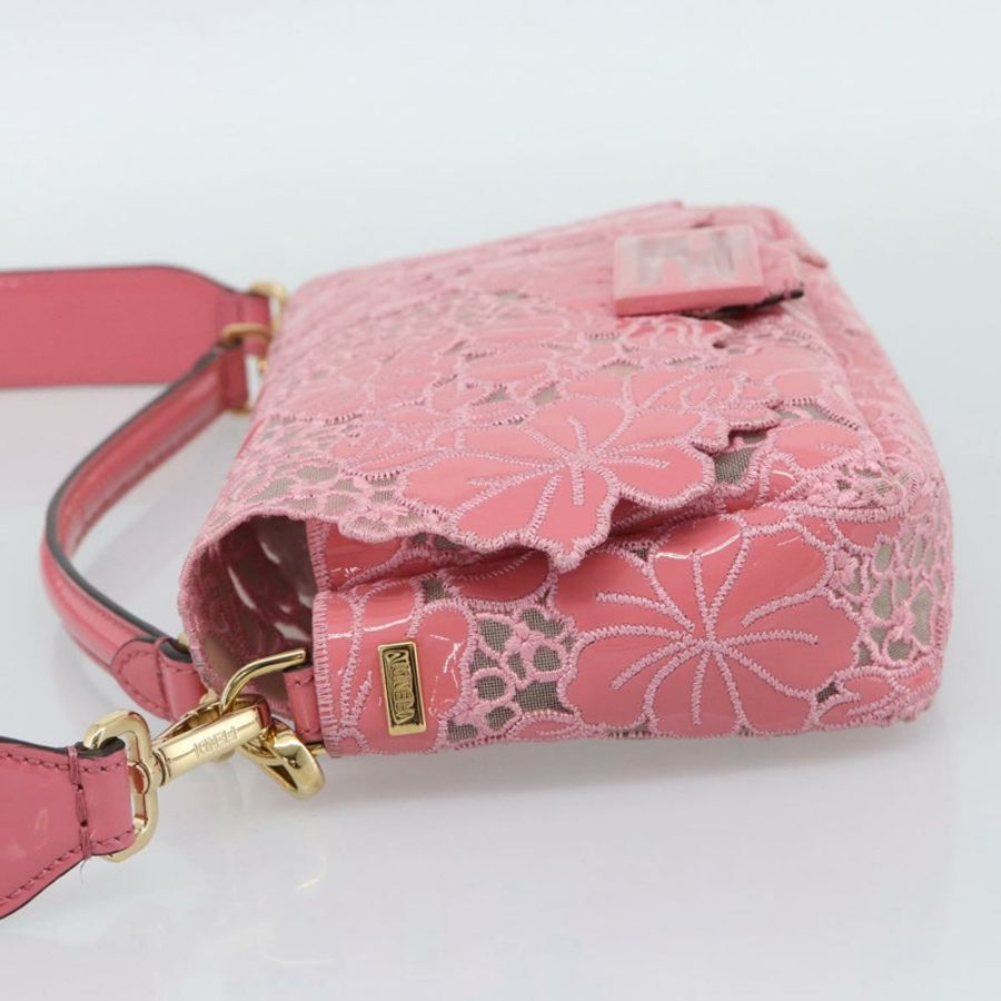【日本直送】FENDI Flower Mamma Baguette 單肩包 漆皮 2way 粉紅 8BR600 正品 yk20690SAM-2