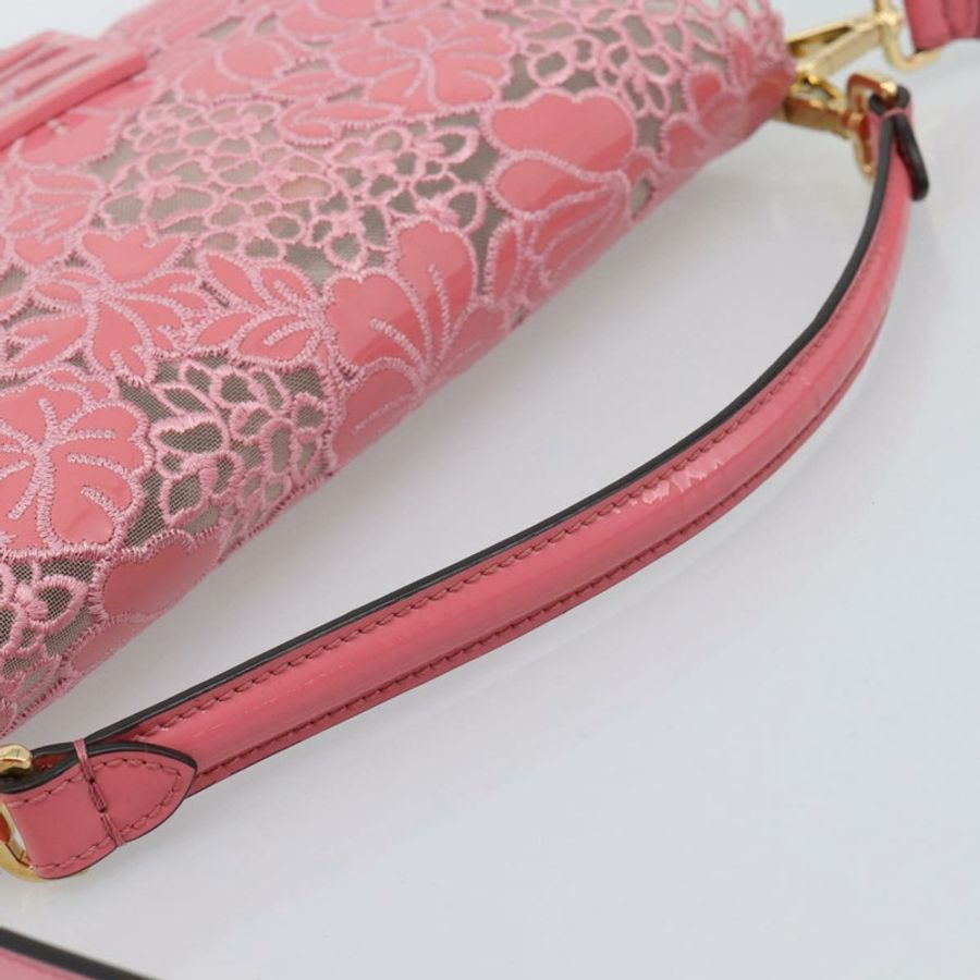 【日本直送】FENDI Flower Mamma Baguette 單肩包 漆皮 2way 粉紅 8BR600 正品 yk20690SAM-6