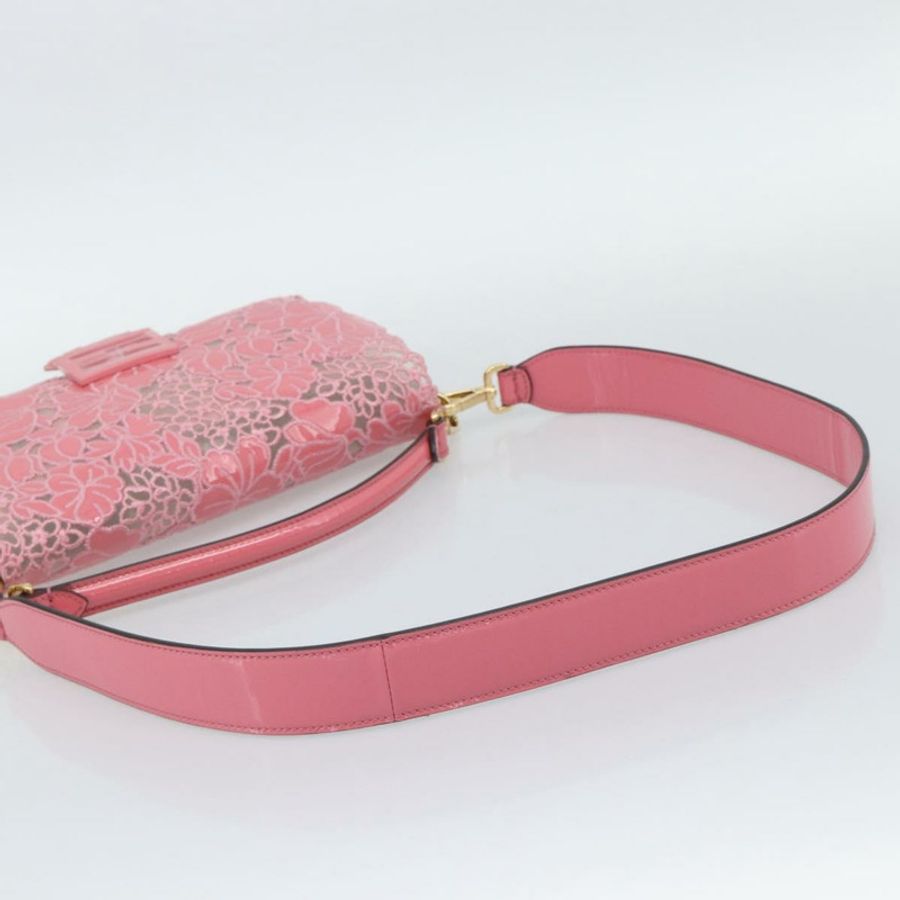 【日本直送】FENDI Flower Mamma Baguette 單肩包 漆皮 2way 粉紅 8BR600 正品 yk20690SAM-7