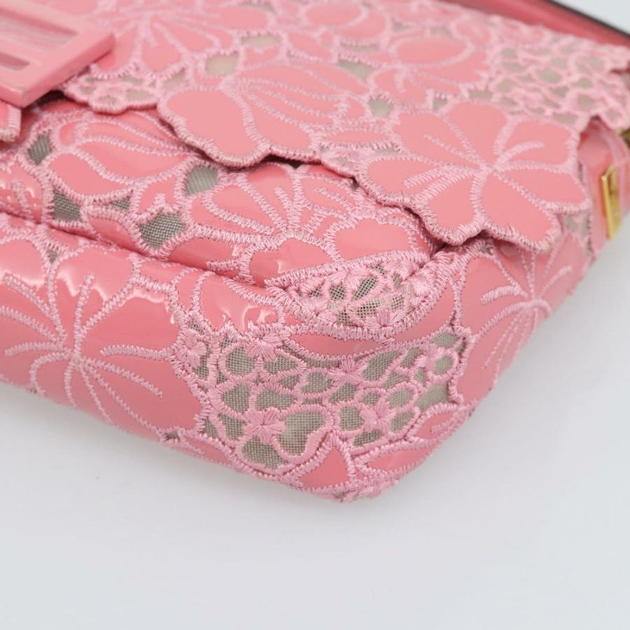 【日本直送】FENDI Flower Mamma Baguette 單肩包 漆皮 2way 粉紅 8BR600 正品 yk20690SAM-8