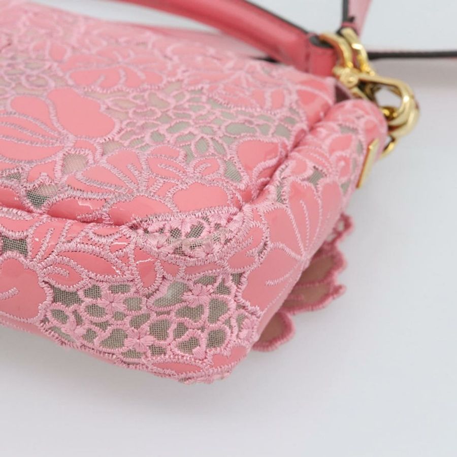 【日本直送】FENDI Flower Mamma Baguette 單肩包 漆皮 2way 粉紅 8BR600 正品 yk20690SAM-16