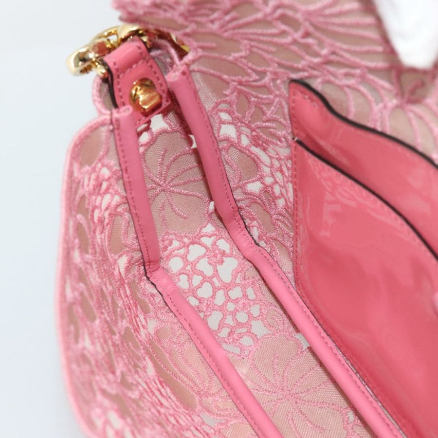 【日本直送】FENDI Flower Mamma Baguette 單肩包 漆皮 2way 粉紅 8BR600 正品 yk20690SAM-19