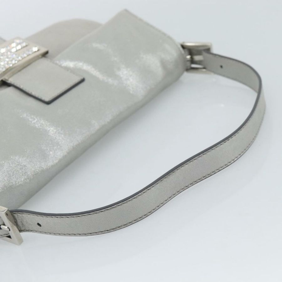【日本直送】FENDI 鑲鑽媽媽法國棍包 皮革 銀色 8BR600 正品 yk20705SM-6