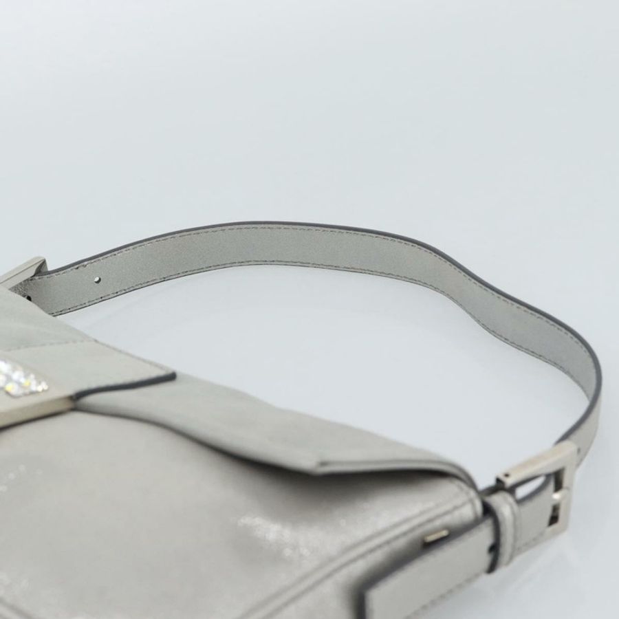 【日本直送】FENDI 鑲鑽媽媽法國棍包 皮革 銀色 8BR600 正品 yk20705SM-7