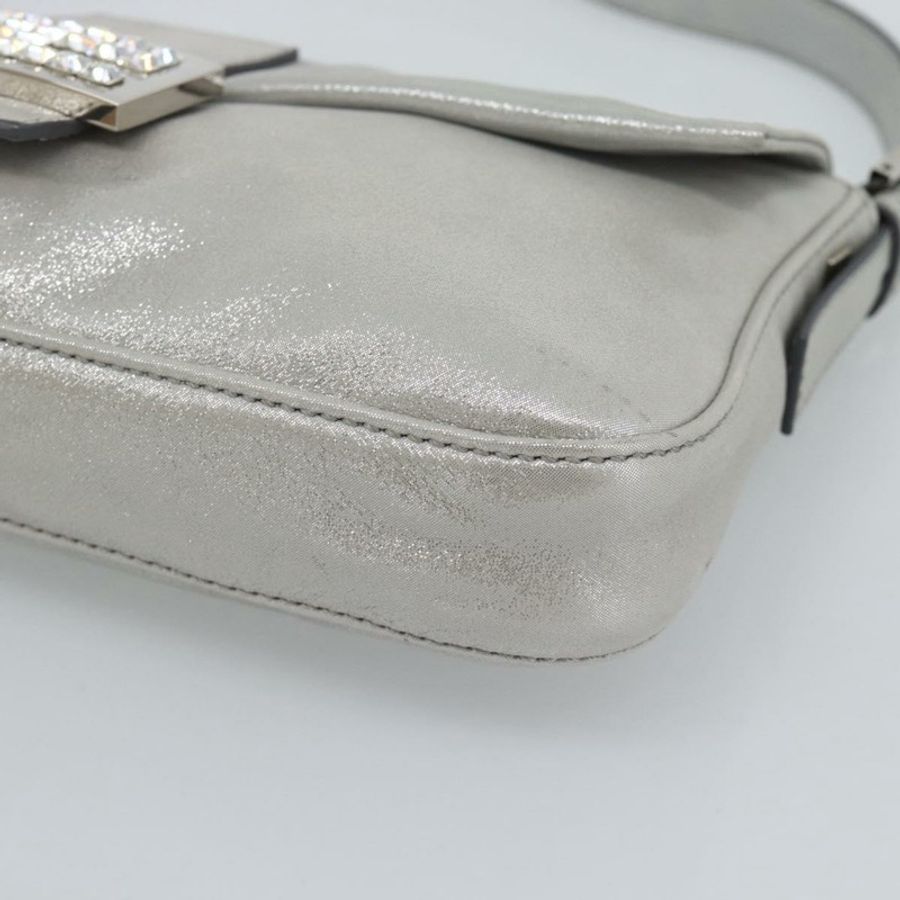 【日本直送】FENDI 鑲鑽媽媽法國棍包 皮革 銀色 8BR600 正品 yk20705SM-8