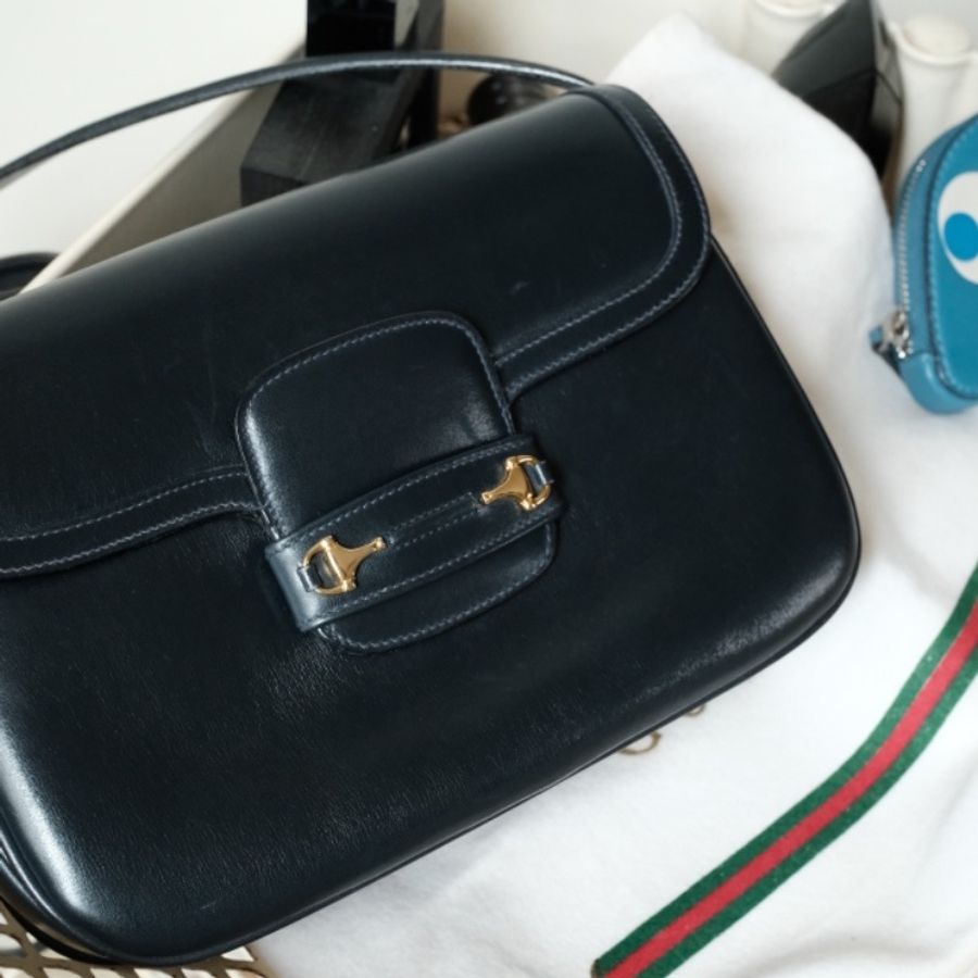 Gucci Vintage 1970s 跨越半世紀珍稀典藏 經典馬銜扣翻蓋單肩包-3