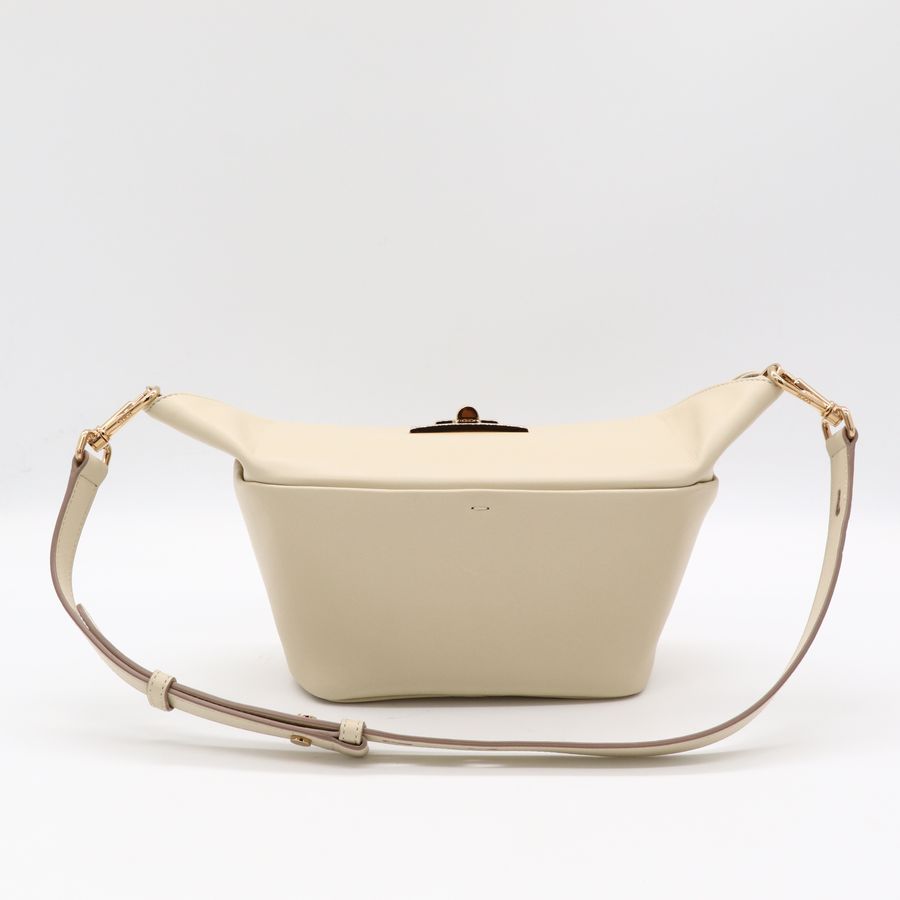 Tod's 經典 T Timeless T-Box 溫柔米色 皮革 金釦 兩用手提包 腋下包 肩背包-2