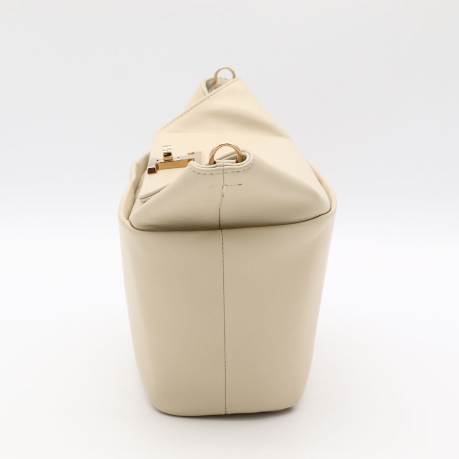 Tod's 經典 T Timeless T-Box 溫柔米色 皮革 金釦 兩用手提包 腋下包 肩背包-3