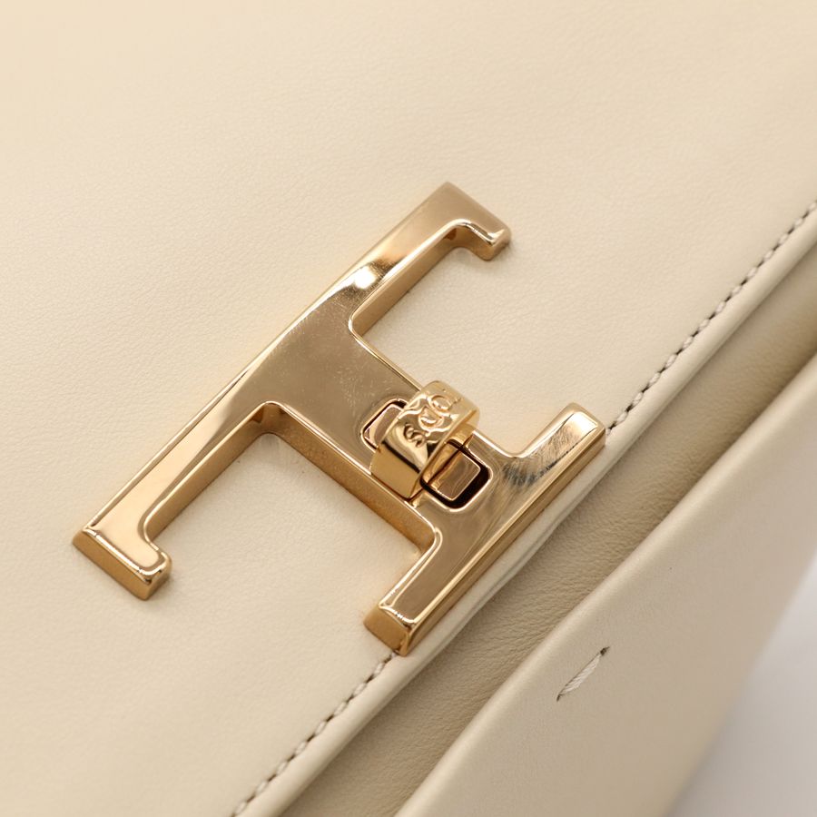 Tod's 經典 T Timeless T-Box 溫柔米色 皮革 金釦 兩用手提包 腋下包 肩背包-13