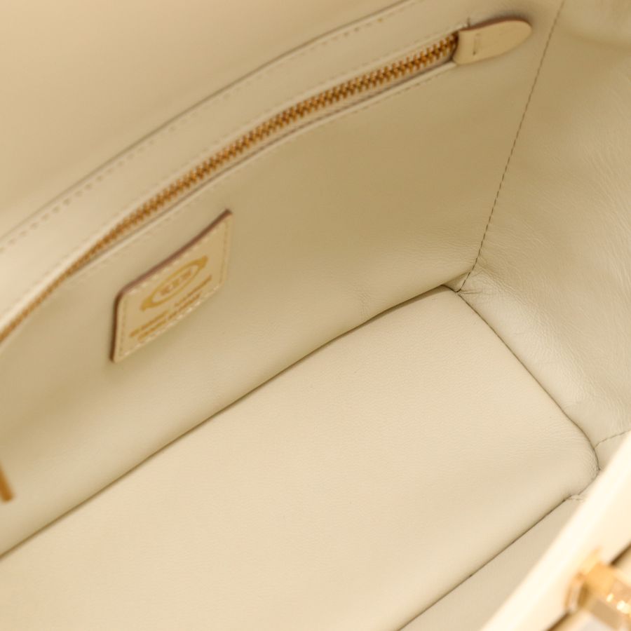 Tod's 經典 T Timeless T-Box 溫柔米色 皮革 金釦 兩用手提包 腋下包 肩背包-18