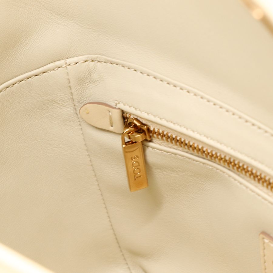 Tod's 經典 T Timeless T-Box 溫柔米色 皮革 金釦 兩用手提包 腋下包 肩背包-19