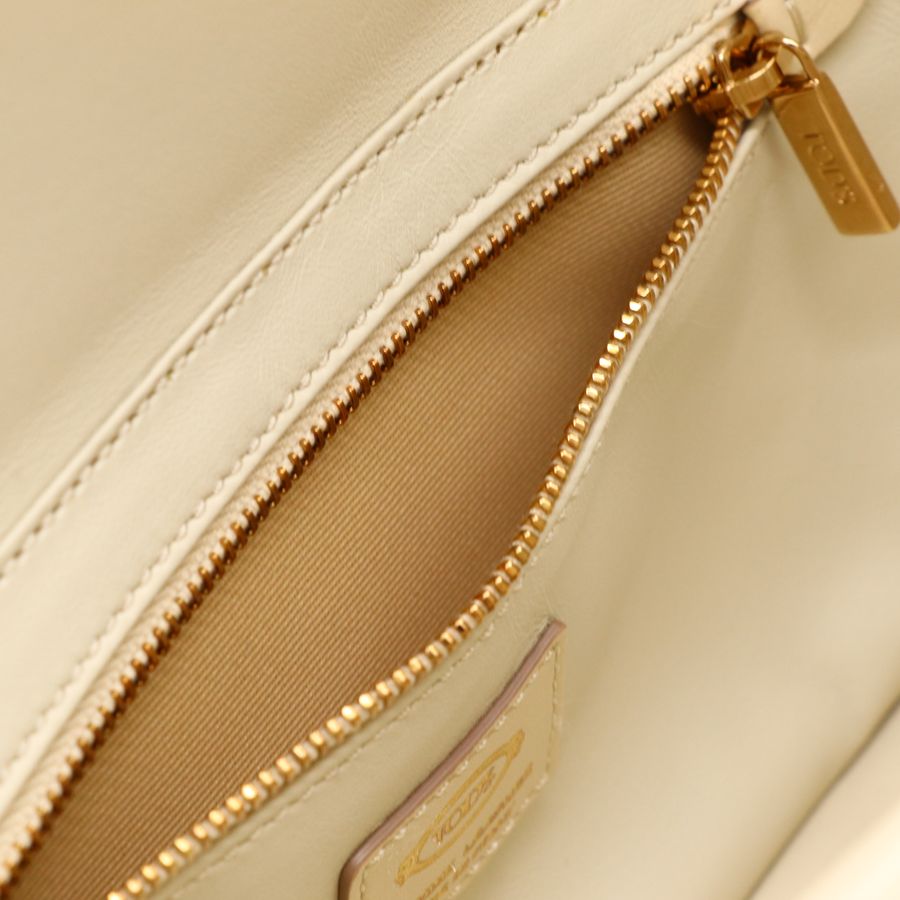 Tod's 經典 T Timeless T-Box 溫柔米色 皮革 金釦 兩用手提包 腋下包 肩背包-21