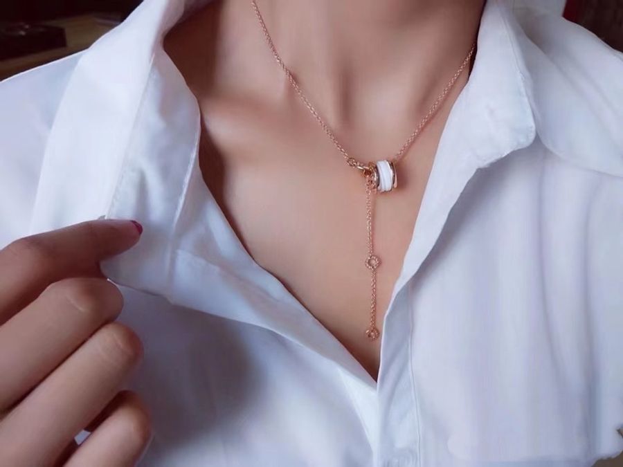 Bvlgari寶格麗 B.Zero1系列18K玫瑰金白陶瓷項鍊-5