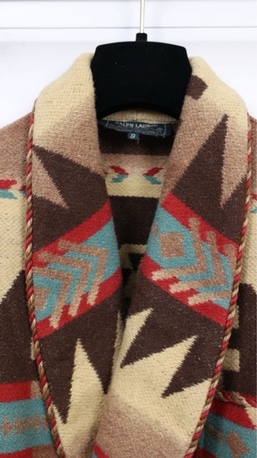 Ralph Lauren棕色毛呢图案两口袋外套-6