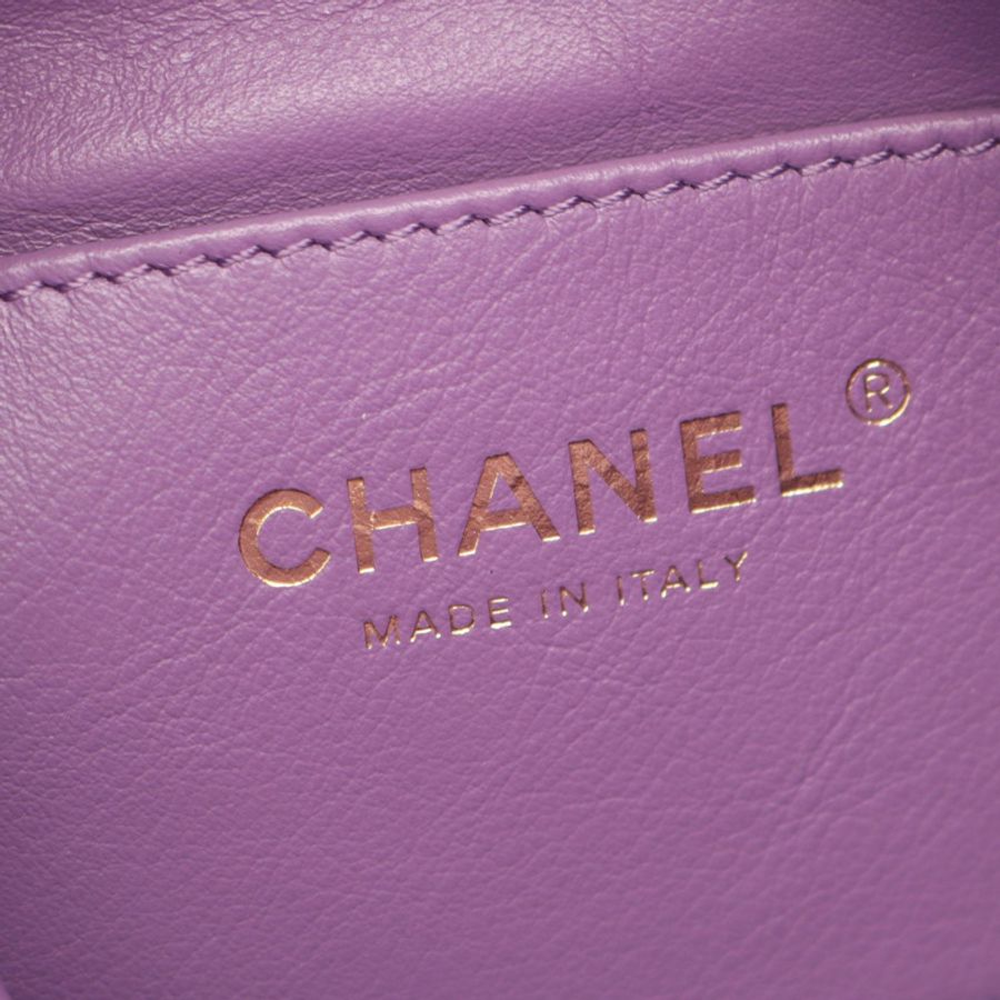 香奈兒 (CHANEL) 絎縫鏈條斜挎單肩包,羊皮材質,紫色,金色五金,二手-3