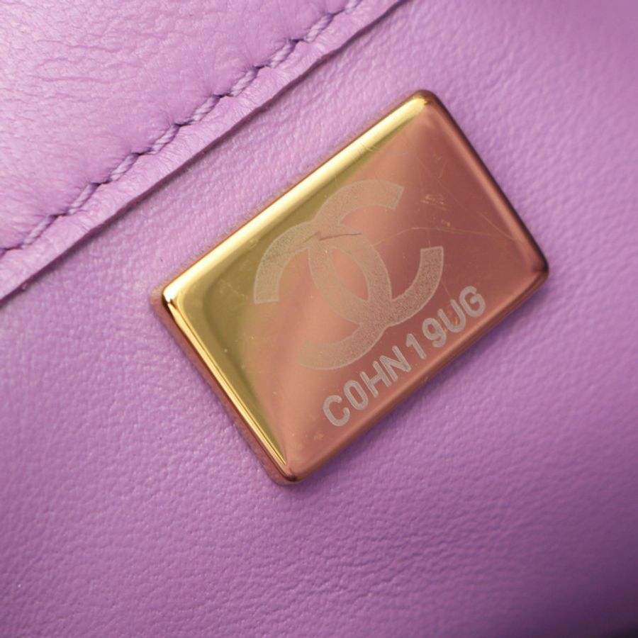 香奈兒 (CHANEL) 絎縫鏈條斜挎單肩包,羊皮材質,紫色,金色五金,二手-4