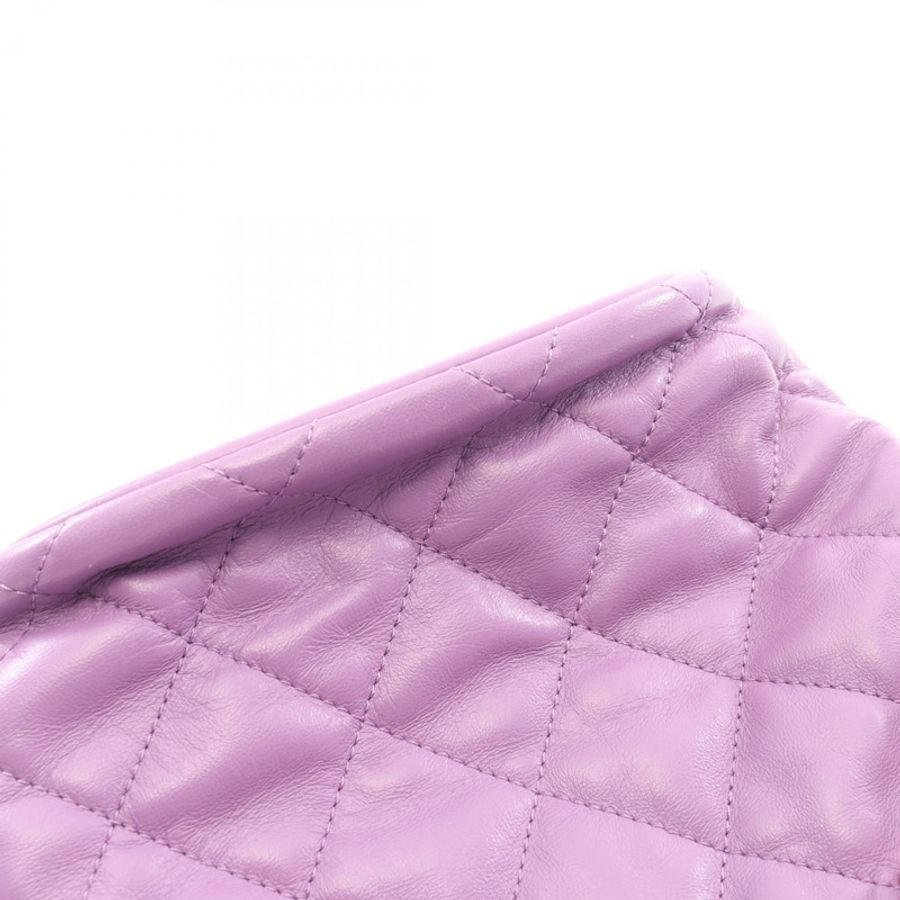 香奈兒 (CHANEL) 絎縫鏈條斜挎單肩包,羊皮材質,紫色,金色五金,二手-7