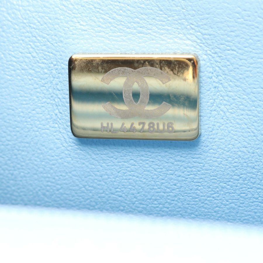 香奈兒 (CHANEL) 迷你絎縫 20 鏈條斜背包 A69900 藍色帆布 GHW CC-4