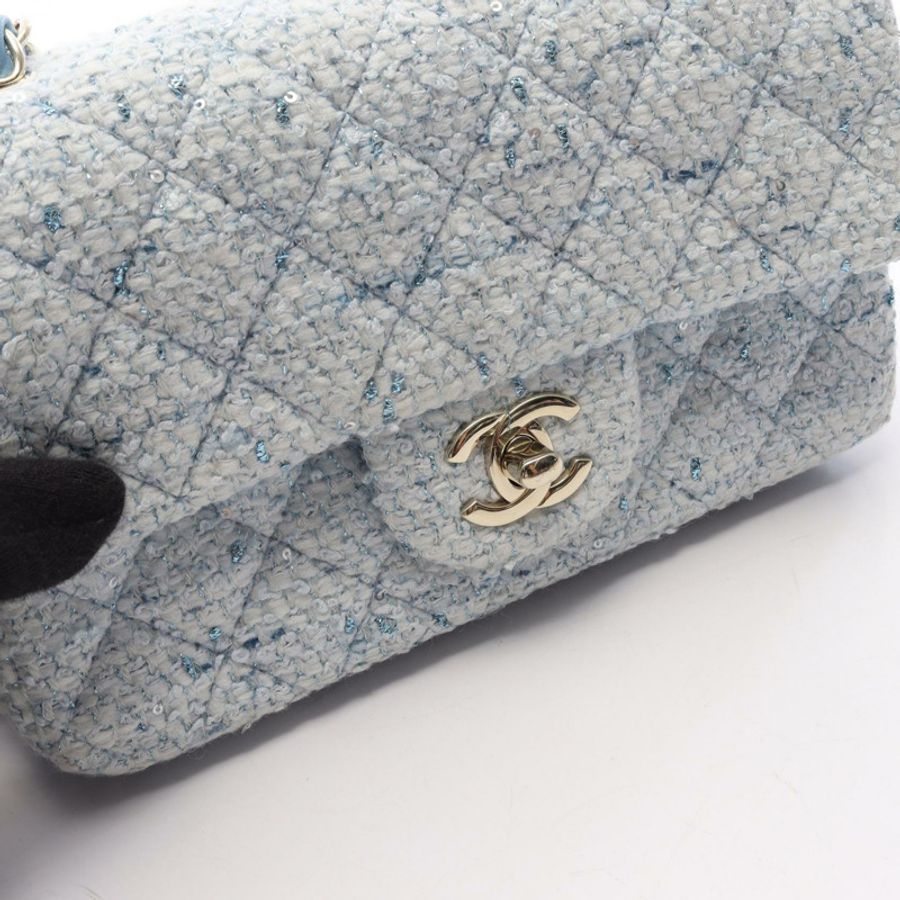 香奈兒 (CHANEL) 迷你絎縫 20 鏈條斜背包 A69900 藍色帆布 GHW CC-6