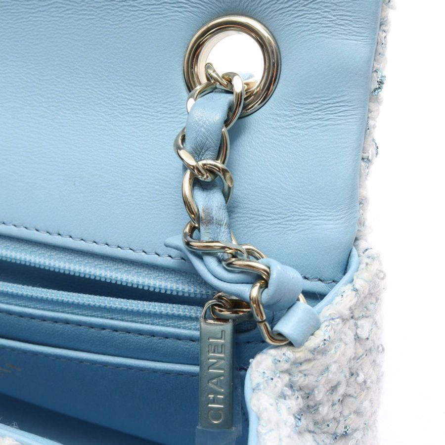 香奈兒 (CHANEL) 迷你絎縫 20 鏈條斜背包 A69900 藍色帆布 GHW CC-11