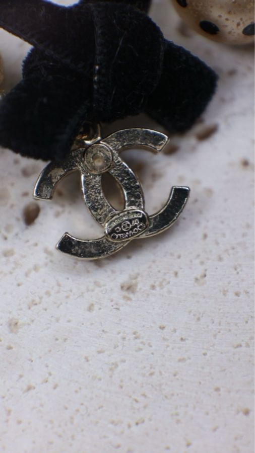 Chanel 07年波点珍珠蝴蝶结cc耳钉-7