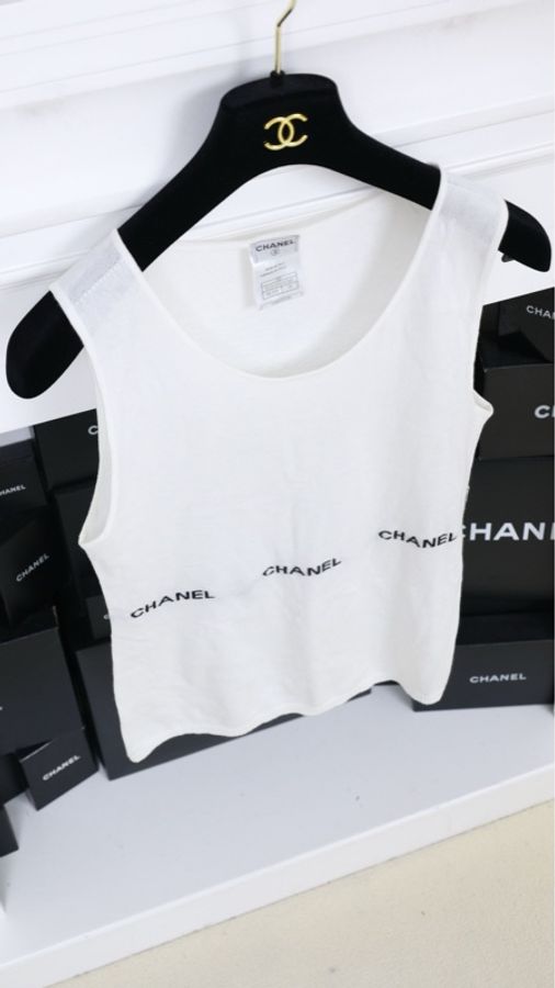 Chanel 04年黑白字母背心上衣-2