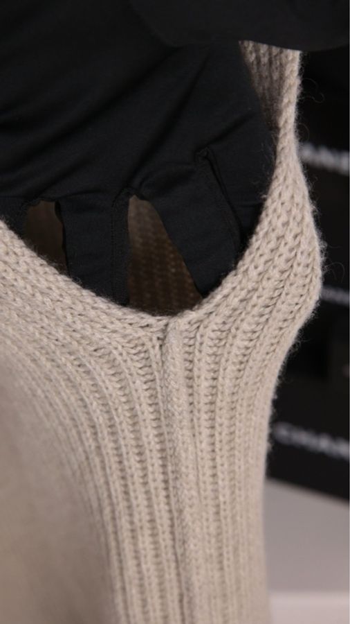 Chanel 08年灰色山羊绒V领无袖针织背心上衣外套-11