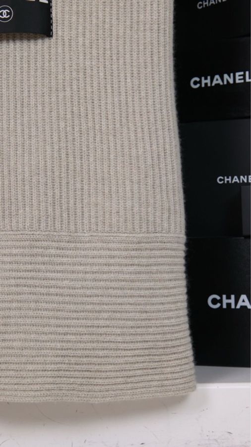 Chanel 08年灰色山羊绒V领无袖针织背心上衣外套-12