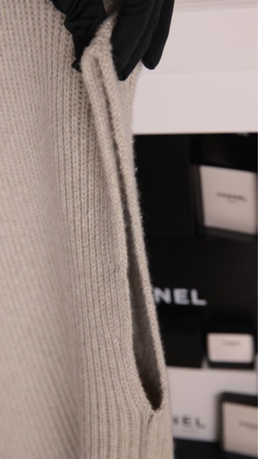 Chanel 08年灰色山羊绒V领无袖针织背心上衣外套-14