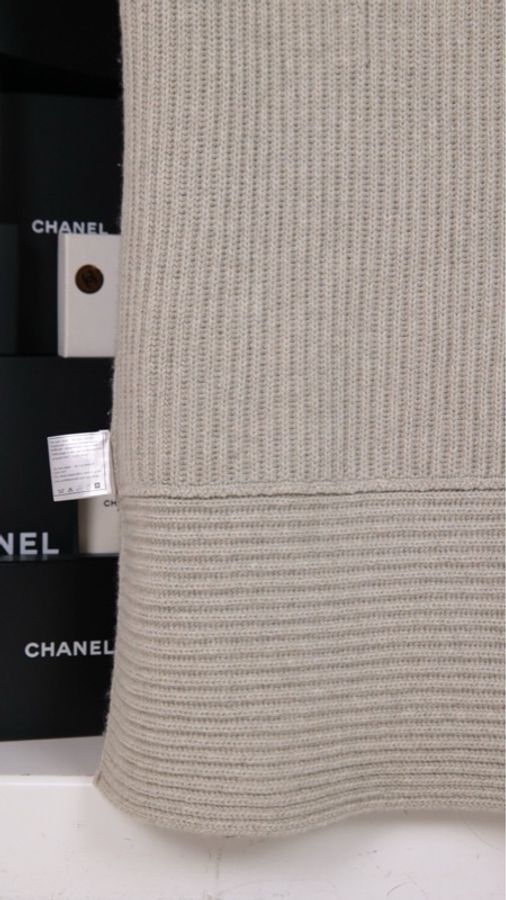 Chanel 08年灰色山羊绒V领无袖针织背心上衣外套-15