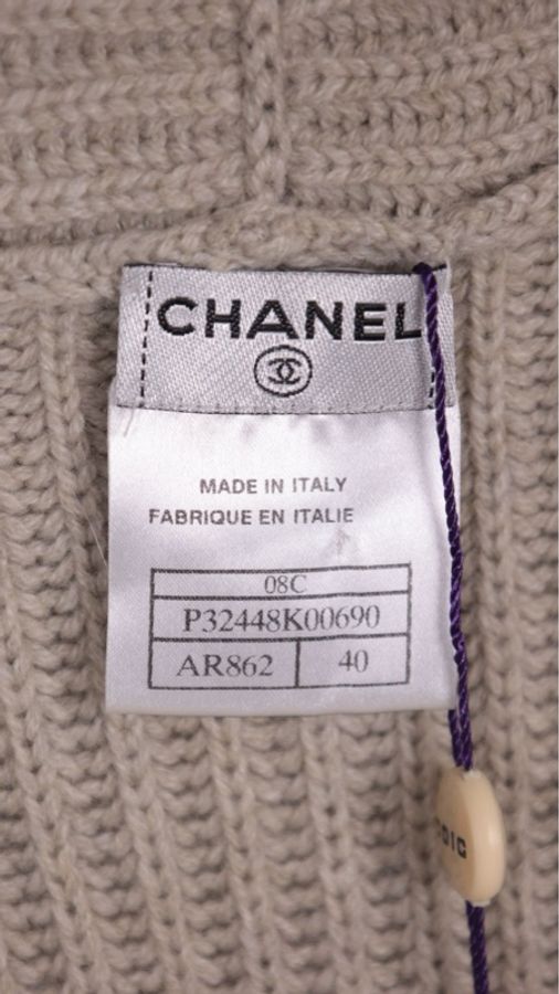 Chanel 08年灰色山羊绒V领无袖针织背心上衣外套-30
